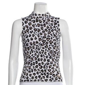 Versace Leopard-Print Knit Mock-Neck Top